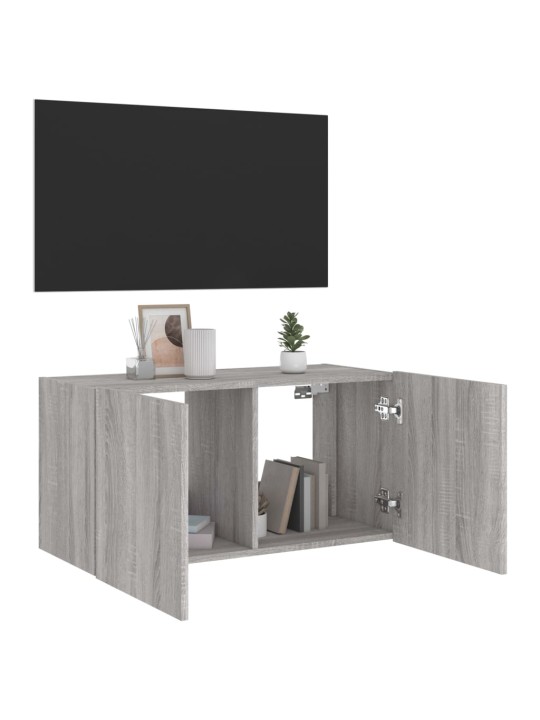 Nástěnná TV skříňka s LED osvětlením šedá sonoma 80x35x41 cm