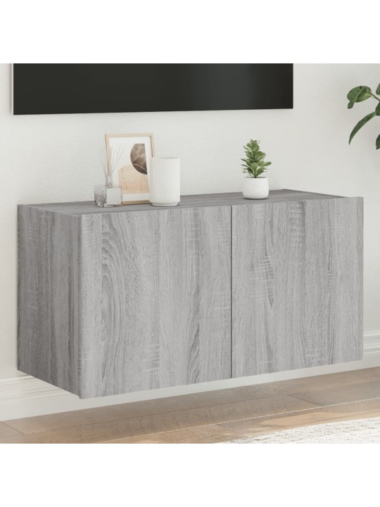 Nástěnná TV skříňka s LED osvětlením šedá sonoma 80x35x41 cm