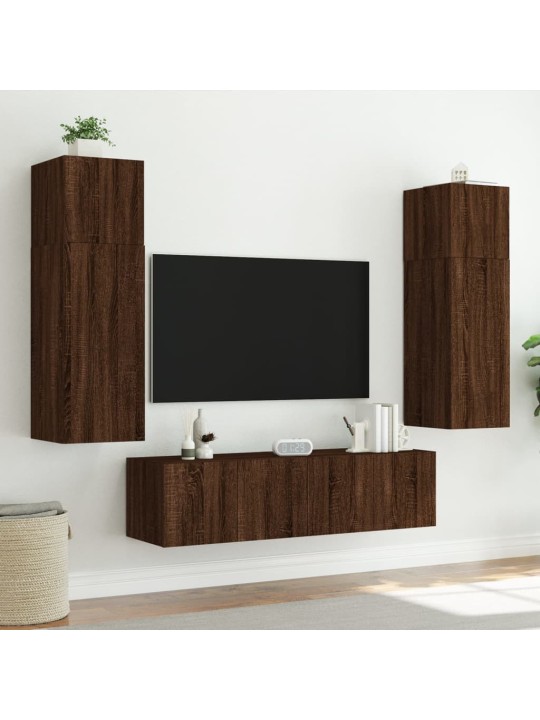 Nástěnná TV skříňka s LED osvětlením hnědý dub 80 x 35 x 41 cm