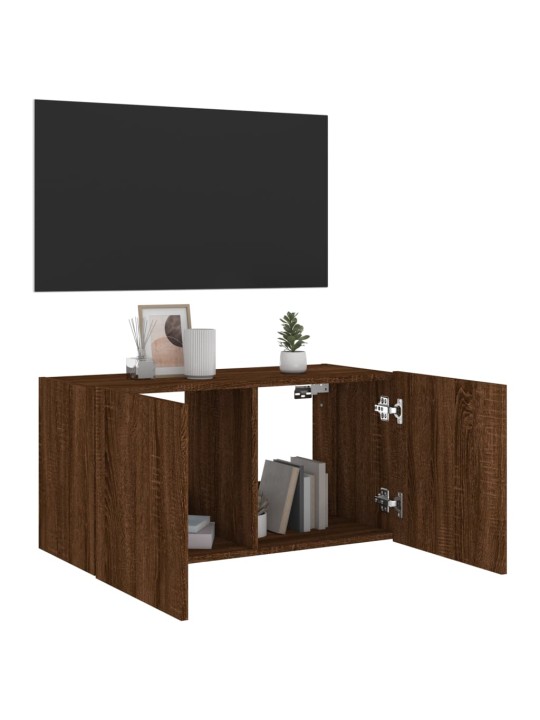 Nástěnná TV skříňka s LED osvětlením hnědý dub 80 x 35 x 41 cm