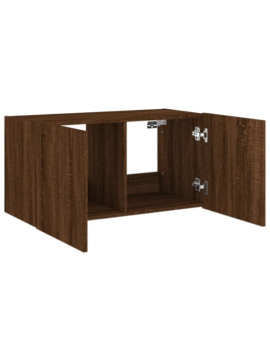 Nástěnná TV skříňka s LED osvětlením hnědý dub 80 x 35 x 41 cm