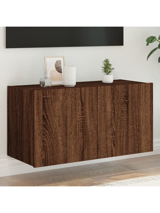 Nástěnná TV skříňka s LED osvětlením hnědý dub 80 x 35 x 41 cm