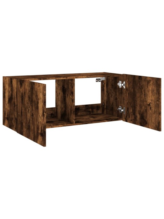 Nástěnná TV skříňka s LED osvětlením kouřový dub 100x35x41 cm