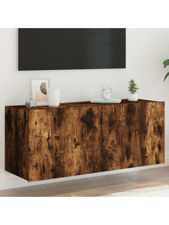 Nástěnná TV skříňka s LED osvětlením kouřový dub 100x35x41 cm