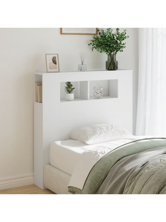 Čelo postele s LED bílé 100 x 18,5 x 103,5 cm kompozitní dřevo