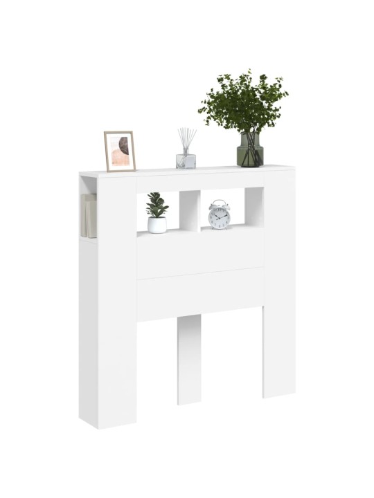Čelo postele s LED bílé 100 x 18,5 x 103,5 cm kompozitní dřevo