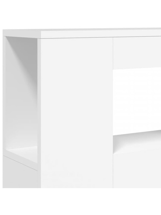 Čelo postele s LED bílé 100 x 18,5 x 103,5 cm kompozitní dřevo
