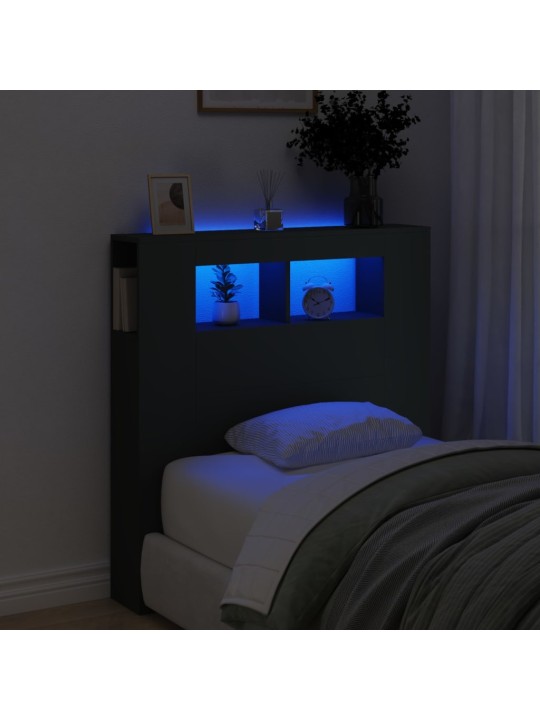Čelo postele s LED černé 100 x 18,5 x 103,5 cm kompozitní dřevo