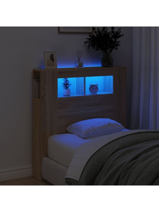Čelo postele s LED dub sonoma 100 x 18,5 x 103,5 cm kompozit