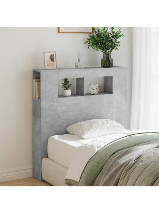 Čelo postele s LED betonově šedé 100 x 18,5 x 103,5 cm kompozit
