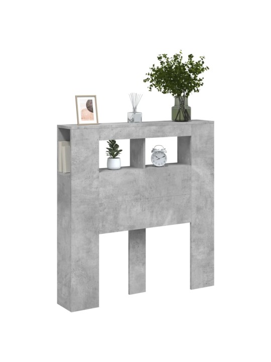Čelo postele s LED betonově šedé 100 x 18,5 x 103,5 cm kompozit