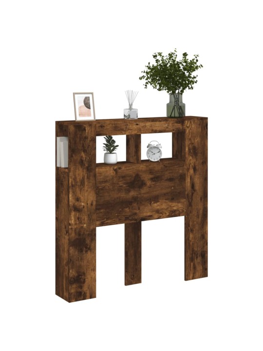 Čelo postele s LED kouřový dub 100 x 18,5 x 103,5 cm kompozit