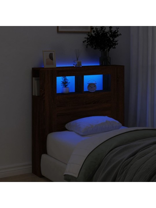 Čelo postele s LED hnědý dub 100x18,5x103,5 cm kompozitní dřevo