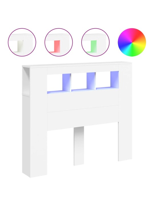 Čelo postele s LED bílé 120 x 18,5 x 103,5 cm kompozitní dřevo