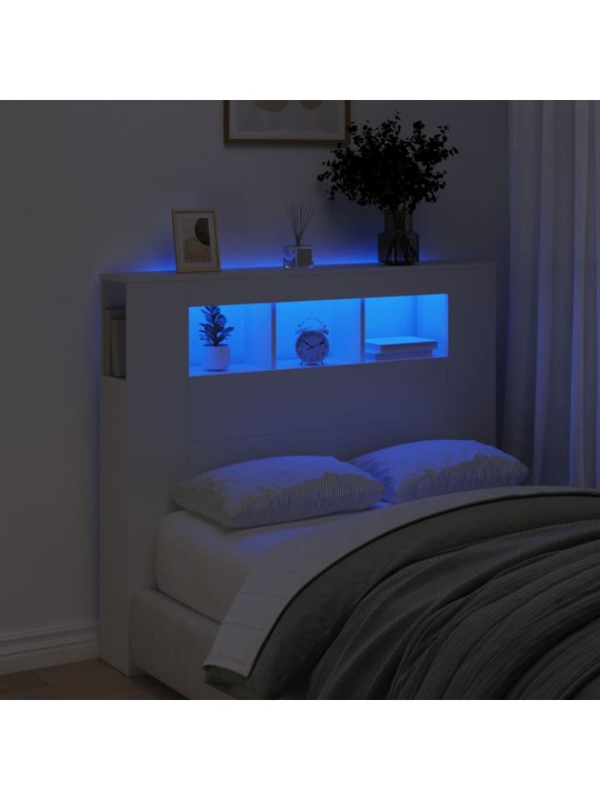 Čelo postele s LED bílé 120 x 18,5 x 103,5 cm kompozitní dřevo