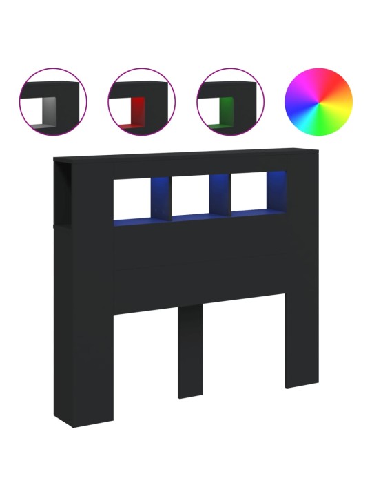 Čelo postele s LED černé 120 x 18,5 x 103,5 cm kompozitní dřevo