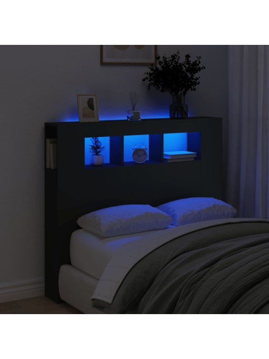 Čelo postele s LED černé 120 x 18,5 x 103,5 cm kompozitní dřevo