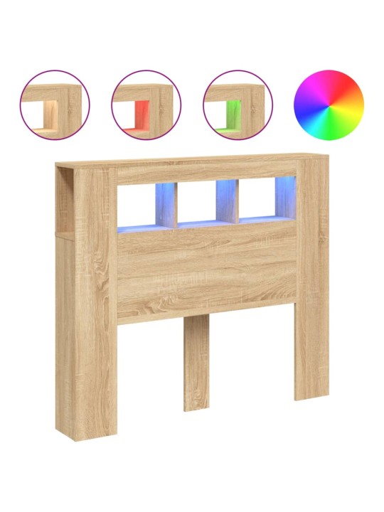 Čelo postele s LED dub sonoma 120 x 18,5 x 103,5 cm kompozit