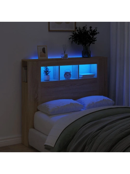 Čelo postele s LED dub sonoma 120 x 18,5 x 103,5 cm kompozit