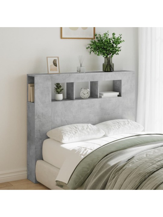 Čelo postele s LED betonově šedé 120 x 18,5 x 103,5 cm kompozit