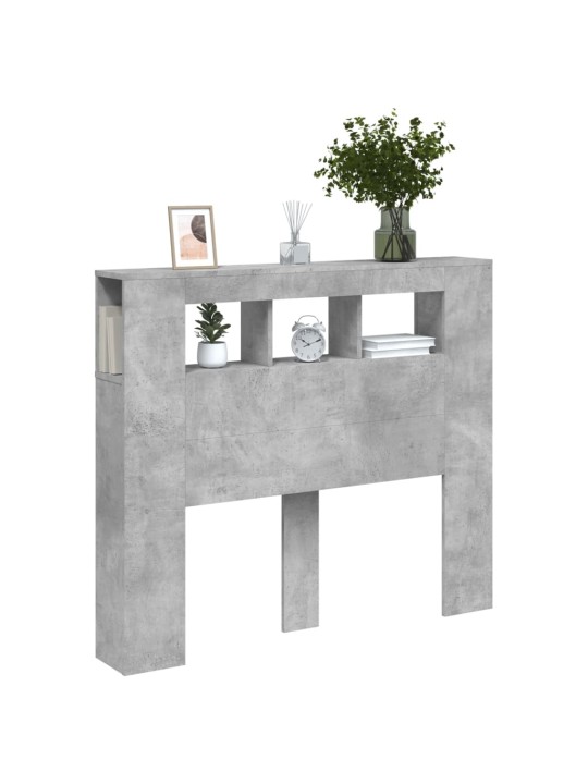 Čelo postele s LED betonově šedé 120 x 18,5 x 103,5 cm kompozit