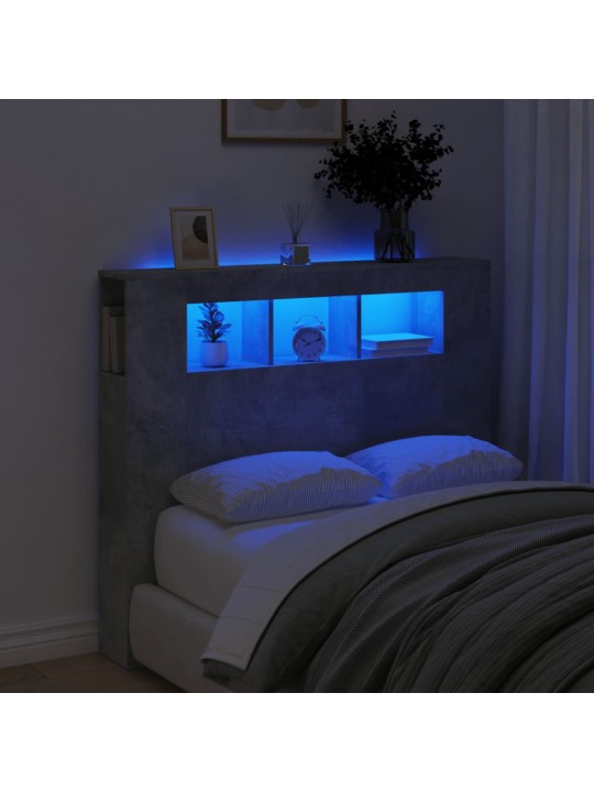 Čelo postele s LED betonově šedé 120 x 18,5 x 103,5 cm kompozit