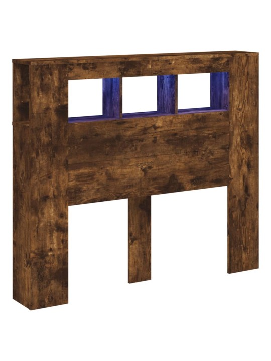 Čelo postele s LED kouřový dub 120 x 18,5 x 103,5 cm kompozit