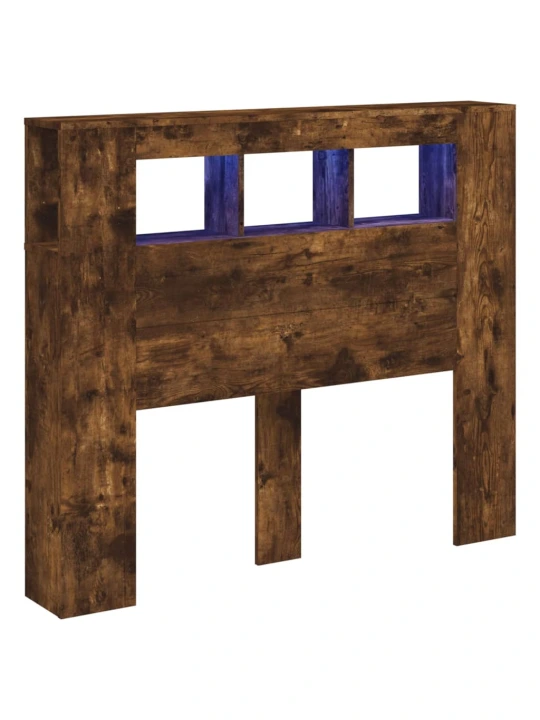 Čelo postele s LED kouřový dub 120 x 18,5 x 103,5 cm kompozit