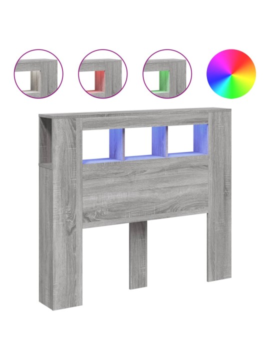 Čelo postele s LED šedé sonoma 120 x 18,5 x 103,5 cm kompozit