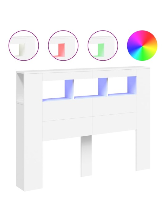 Čelo postele s LED bílé 140 x 18,5 x 103,5 cm kompozitní dřevo