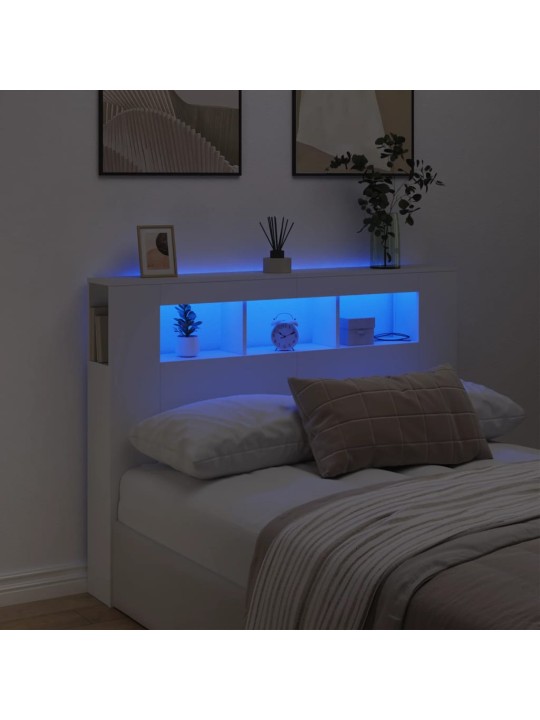 Čelo postele s LED bílé 140 x 18,5 x 103,5 cm kompozitní dřevo