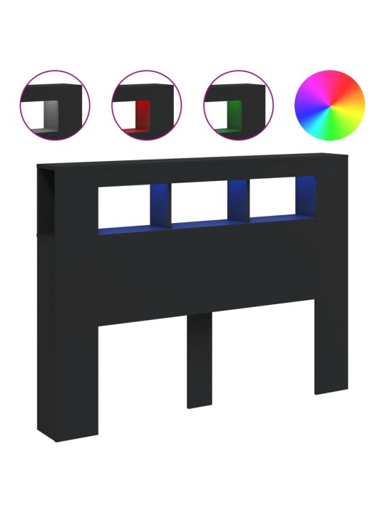 Čelo postele s LED černé 140 x 18,5 x 103,5 cm kompozitní dřevo