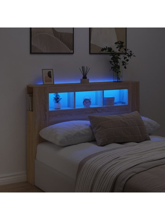 Čelo postele s LED dub sonoma 140 x 18,5 x 103,5 cm kompozit