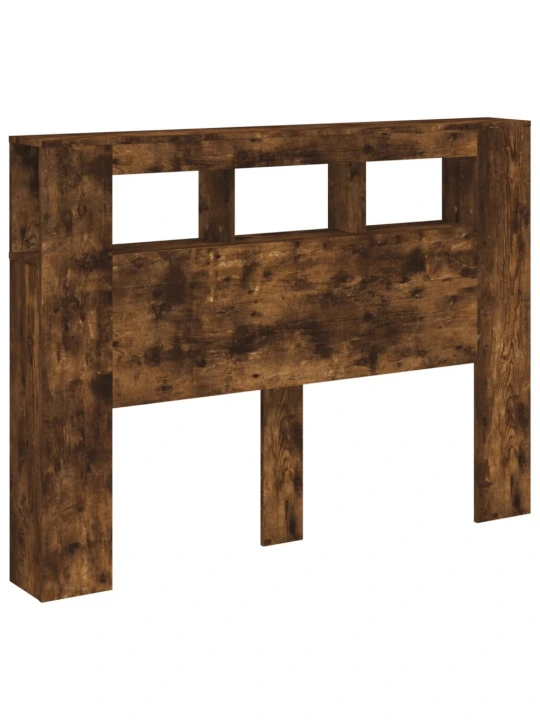 Čelo postele s LED kouřový dub 140 x 18,5 x 103,5 cm kompozit