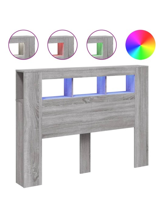 Čelo postele s LED šedé sonoma 140 x 18,5 x 103,5 cm kompozit