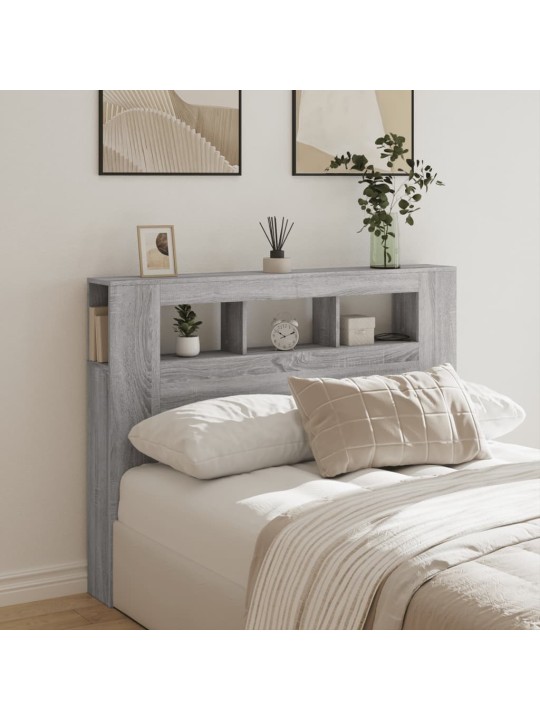 Čelo postele s LED šedé sonoma 140 x 18,5 x 103,5 cm kompozit
