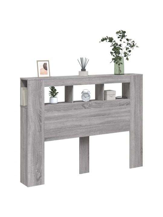 Čelo postele s LED šedé sonoma 140 x 18,5 x 103,5 cm kompozit
