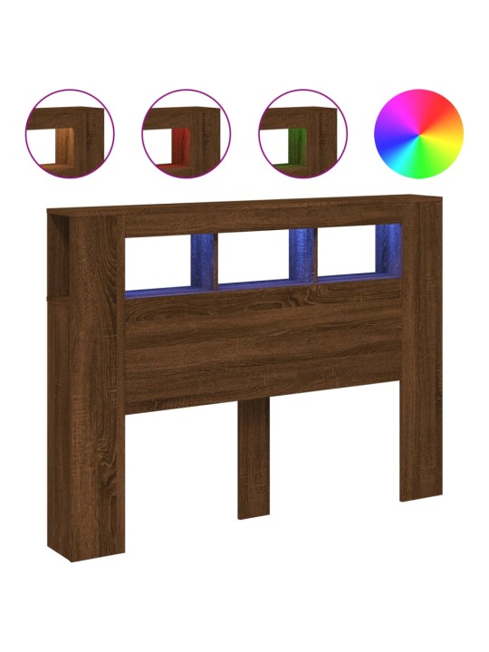 Čelo postele s LED hnědý dub 140x18,5x103,5 cm kompozitní dřevo