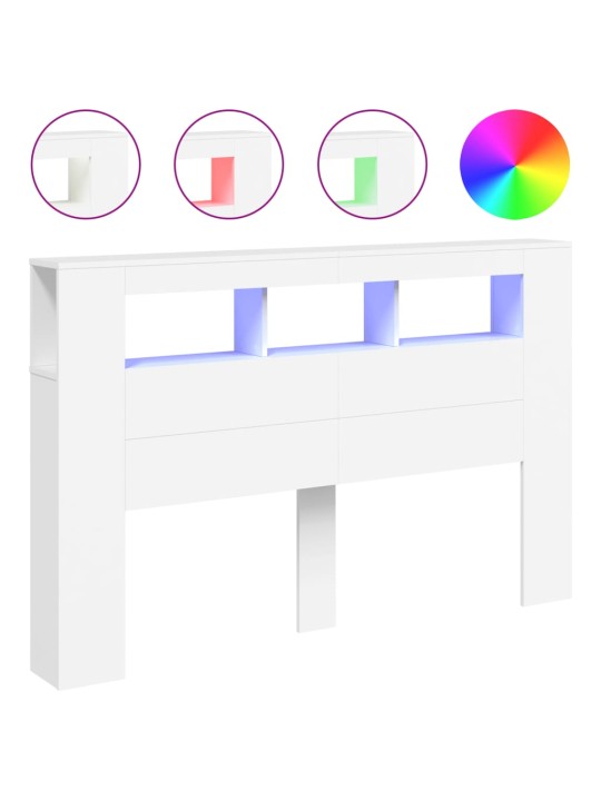 Čelo postele s LED bílé 160 x 18,5 x 103,5 cm kompozitní dřevo