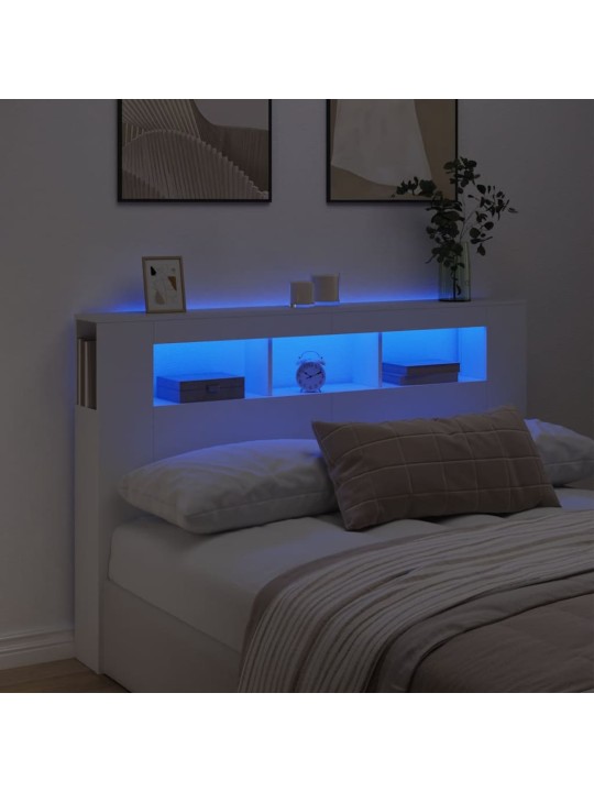 Čelo postele s LED bílé 160 x 18,5 x 103,5 cm kompozitní dřevo