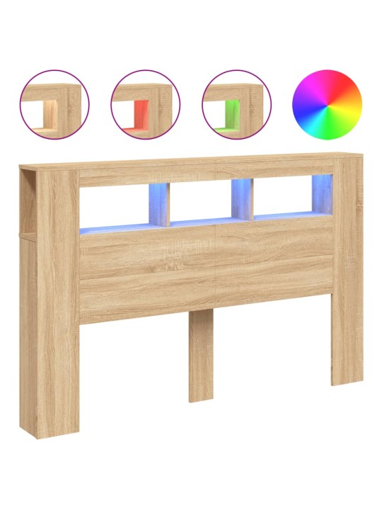 Čelo postele s LED dub sonoma 160 x 18,5 x 103,5 cm kompozit