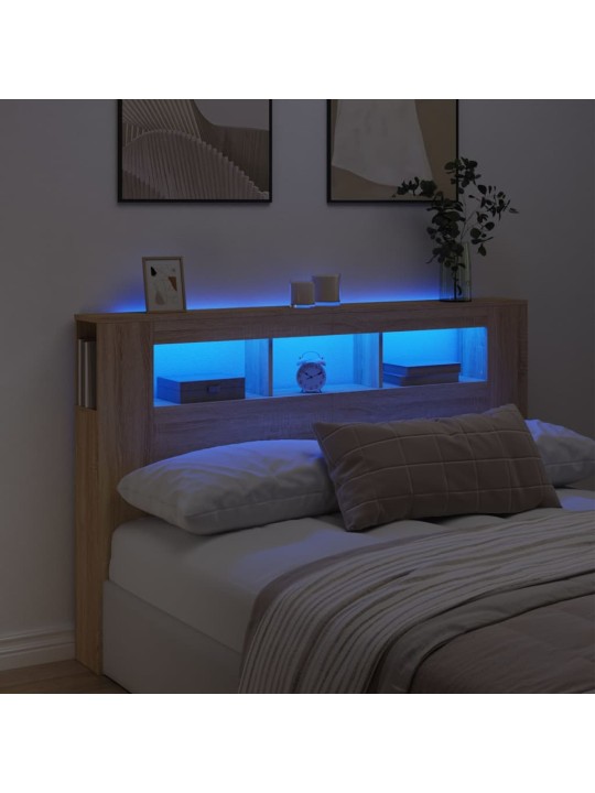 Čelo postele s LED dub sonoma 160 x 18,5 x 103,5 cm kompozit