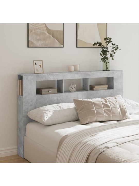 Čelo postele s LED betonově šedé 160 x 18,5 x 103,5 cm kompozit