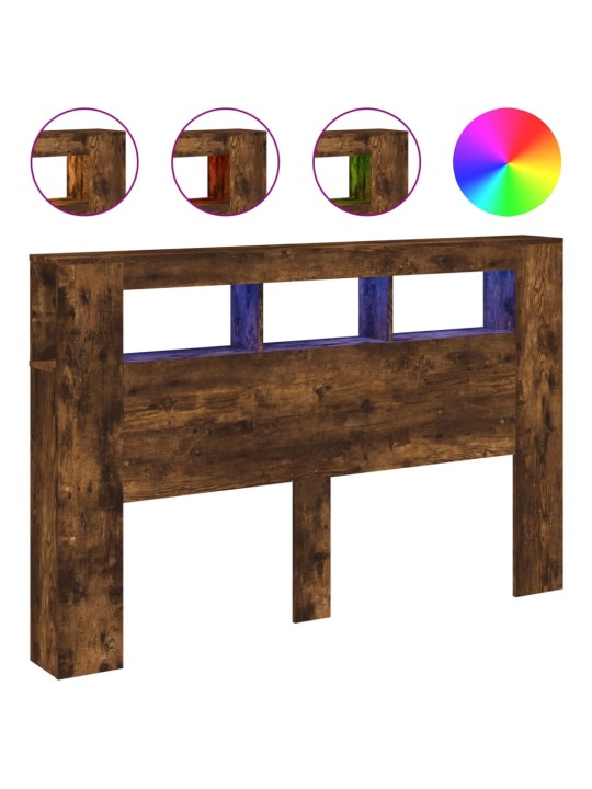 Čelo postele s LED kouřový dub 160 x 18,5 x 103,5 cm kompozit