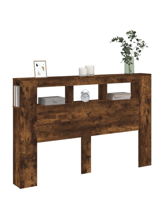 Čelo postele s LED kouřový dub 160 x 18,5 x 103,5 cm kompozit