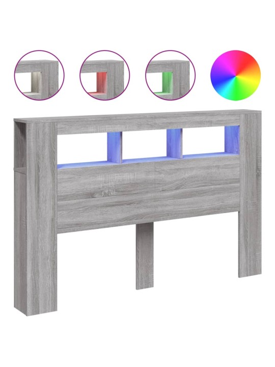 Čelo postele s LED šedé sonoma 160 x 18,5 x 103,5 cm kompozit