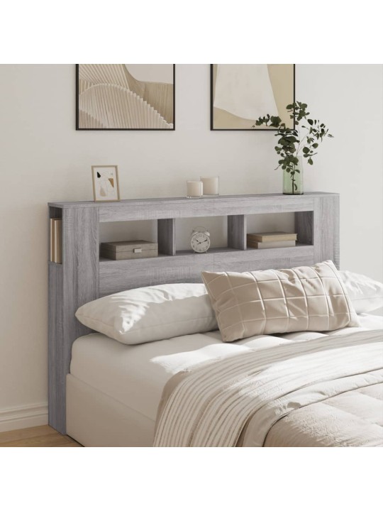 Čelo postele s LED šedé sonoma 160 x 18,5 x 103,5 cm kompozit