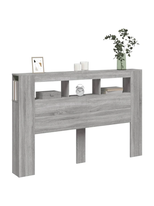Čelo postele s LED šedé sonoma 160 x 18,5 x 103,5 cm kompozit