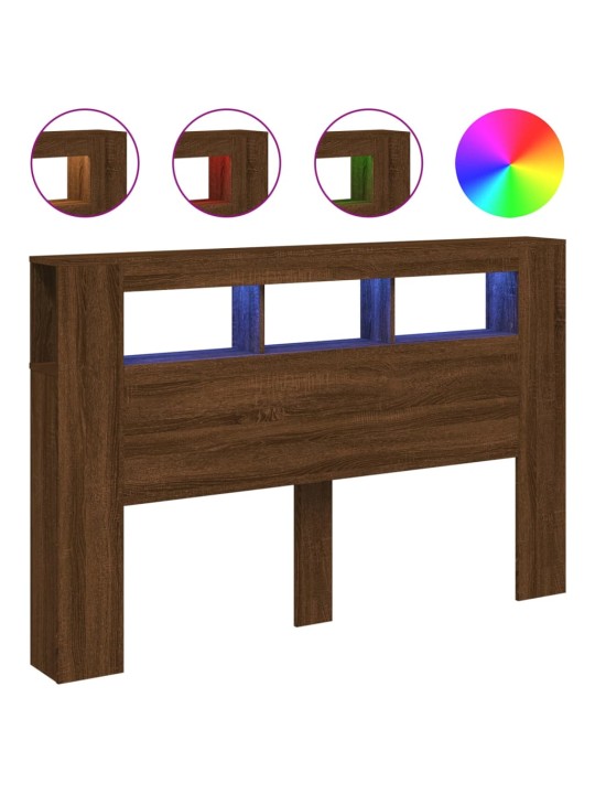 Čelo postele s LED hnědý dub 160x18,5x103,5 cm kompozitní dřevo