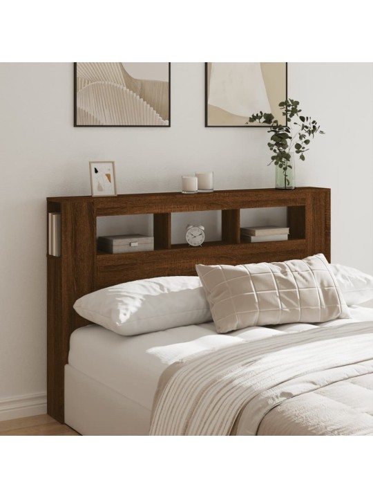 Čelo postele s LED hnědý dub 160x18,5x103,5 cm kompozitní dřevo
